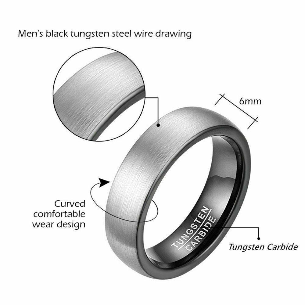Tungsten Carbide Wedding Band Ring 6mm Matte Brushed Comfort Fit Sizes 4-15 - Jewelry Store by Erik Rayo