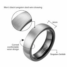 Load image into Gallery viewer, Tungsten Carbide Wedding Band Rings 6mm Matte Brushed Comfort Fit Size 4-15 - Jewelry Store by Erik Rayo
