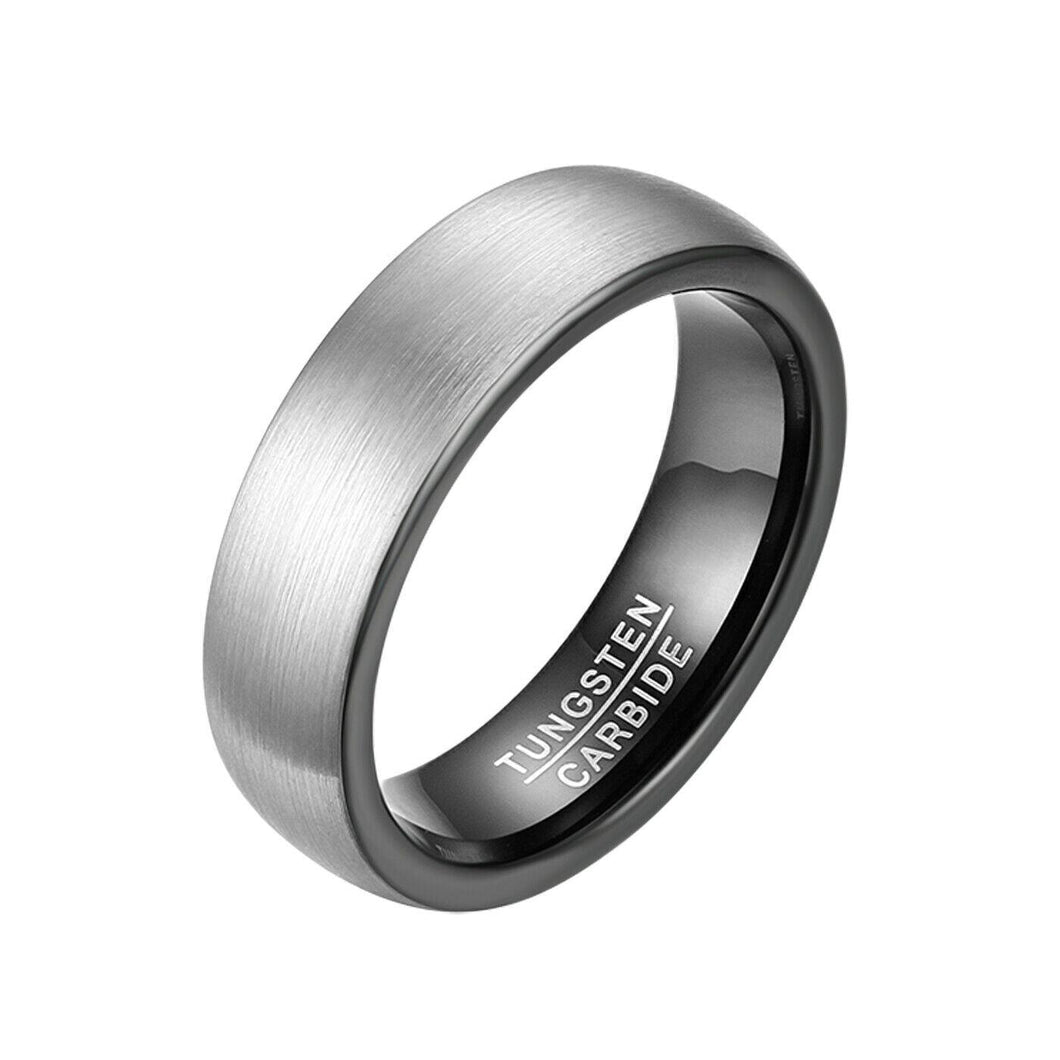 Tungsten Carbide Wedding Band Ring 6mm Matte Brushed Comfort Fit Sizes 4-15