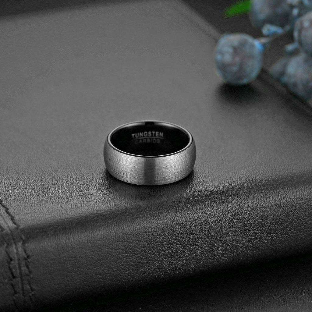 Tungsten Carbide Wedding Band 8mm Matte Brushed Comfort Fit Ring Size 4-15 - Jewelry Store by Erik Rayo