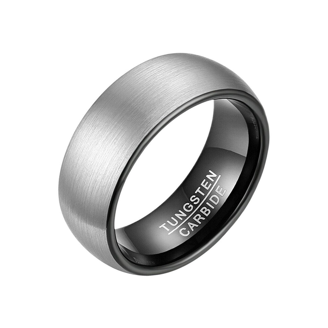 Tungsten Carbide Wedding Band 8mm Matte Brushed Comfort Fit Ring Size 4-15