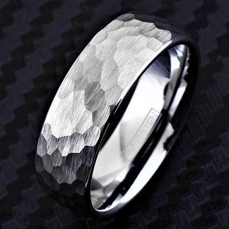Men's Wedding Band 6mm Silver Hammered Handmade Ring for Men and Women - Jewelry Store by Erik Rayo