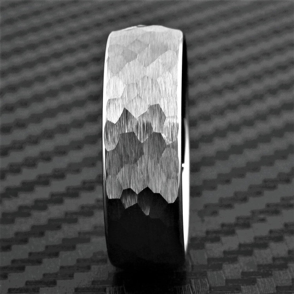 Men's Wedding Band 6mm Silver Hammered Handmade Ring for Men and Women - Jewelry Store by Erik Rayo