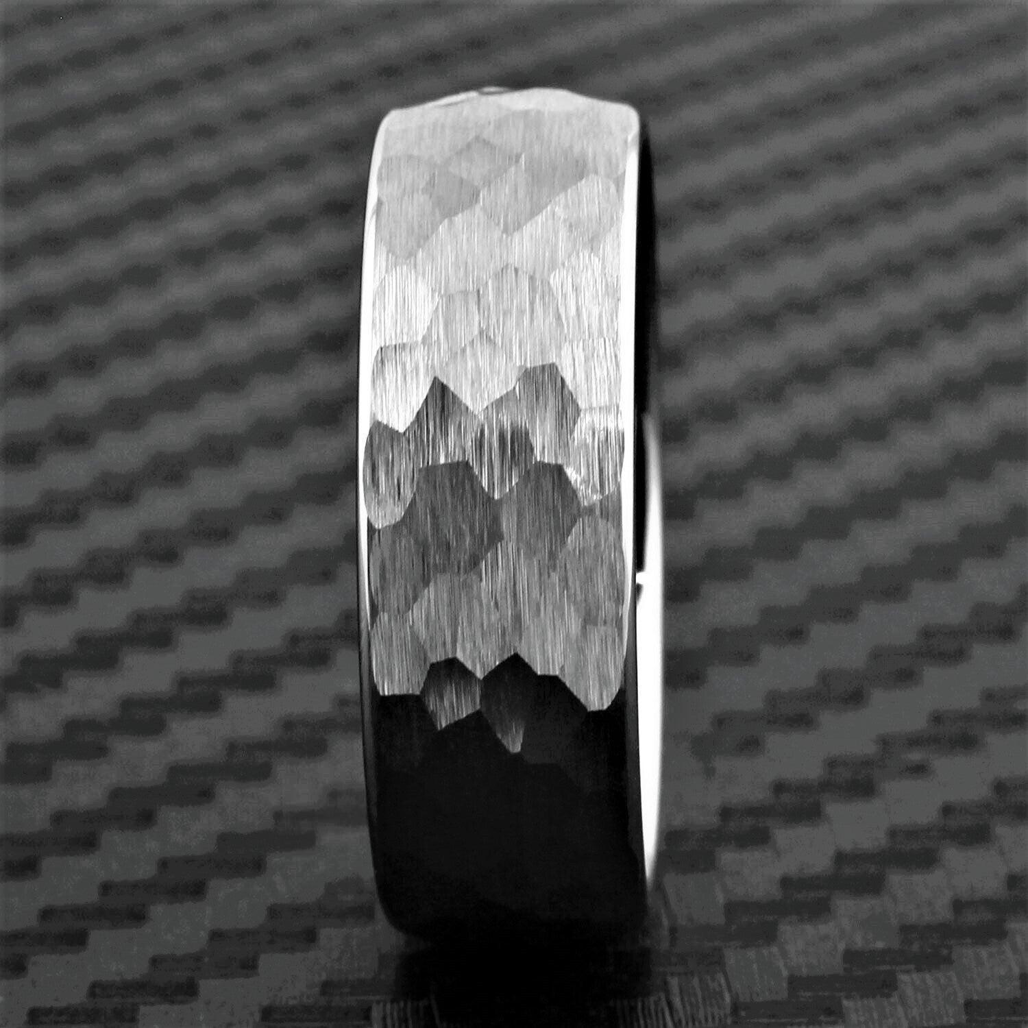 Men's Wedding Band 6mm Silver Hammered Handmade Ring for Men and Women - Jewelry Store by Erik Rayo