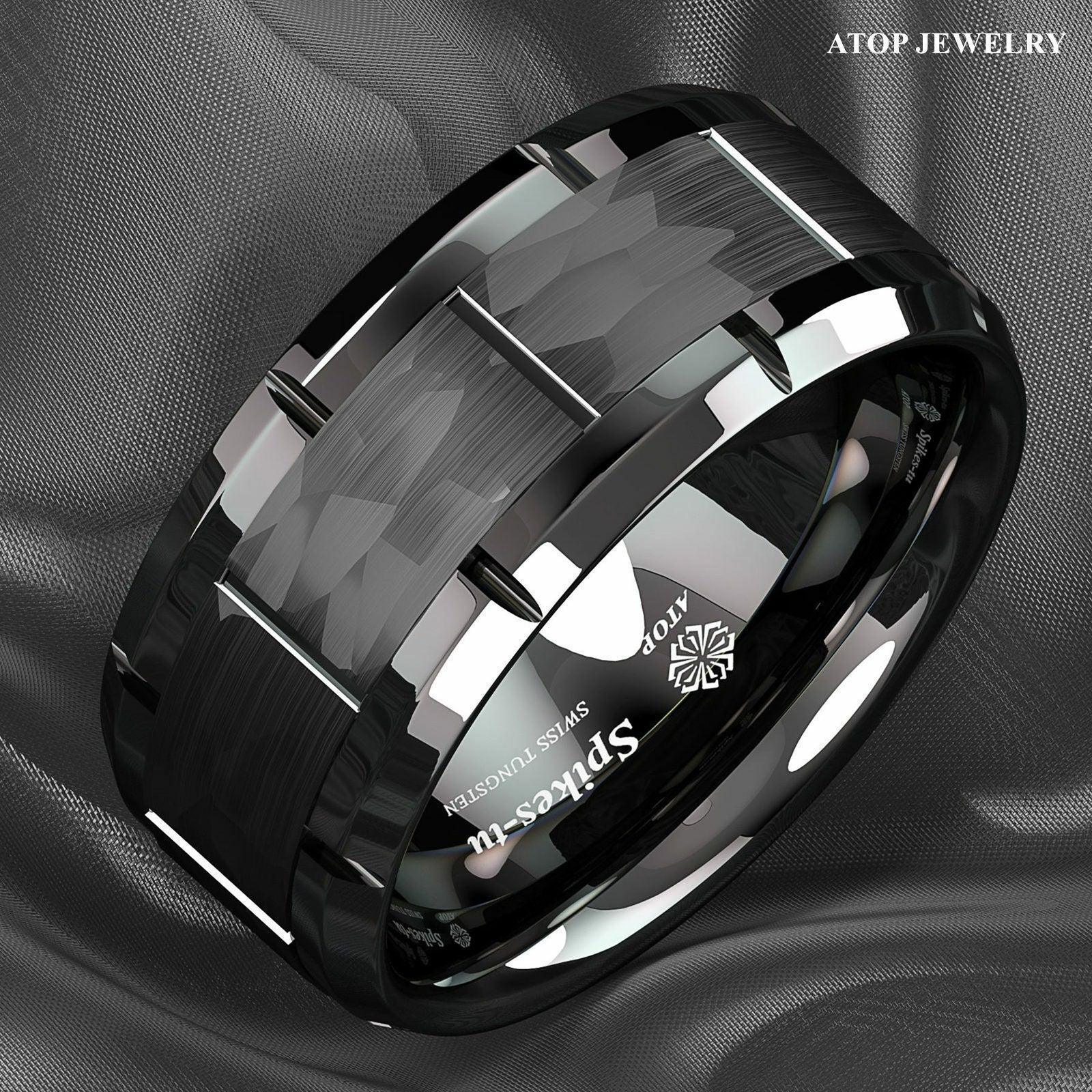 Mens Wedding Band Rings for Men Wedding Rings for Womens / Mens Rings All Black Brushed - Jewelry Store by Erik Rayo