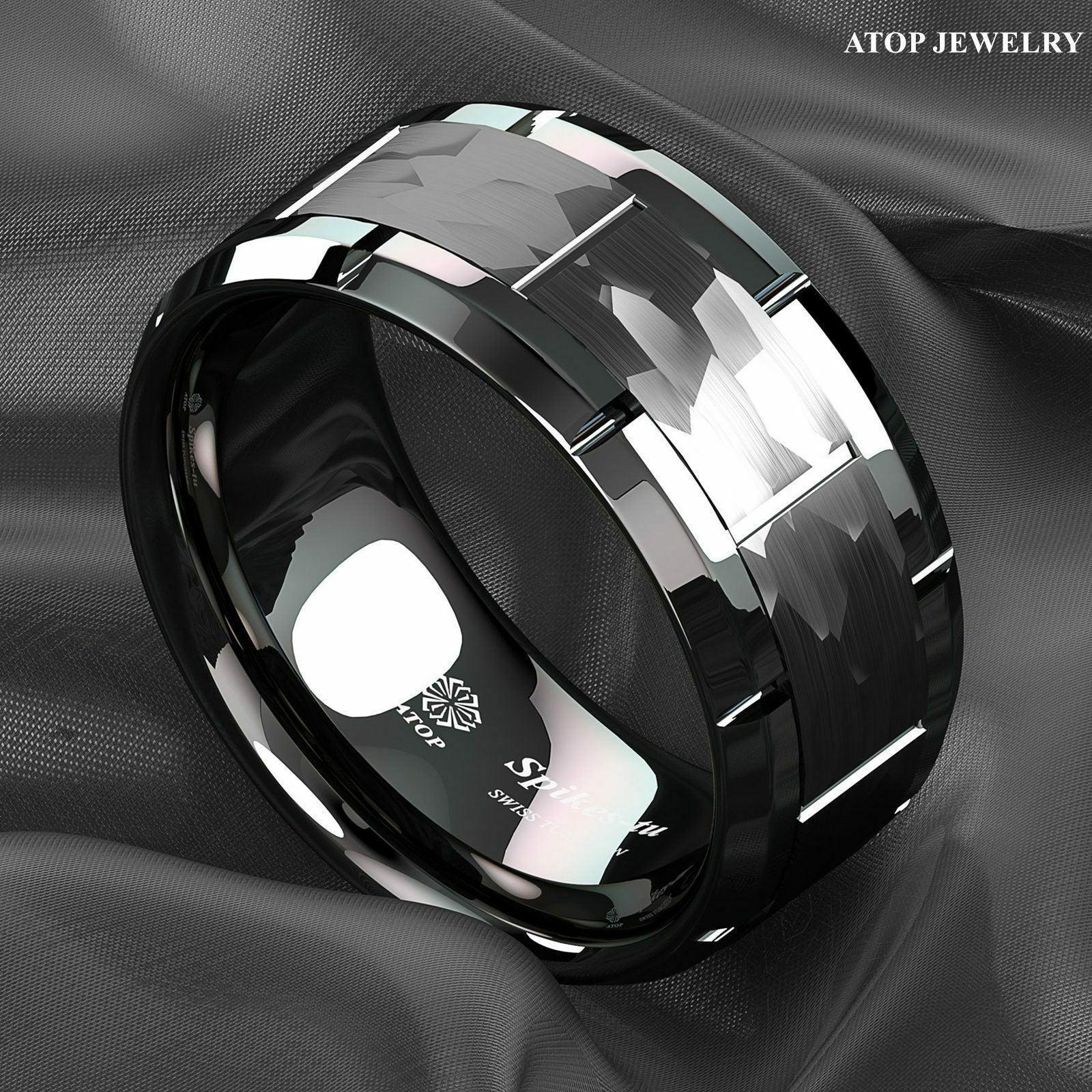 Mens Wedding Band Rings for Men Wedding Rings for Womens / Mens Rings All Black Brushed - Jewelry Store by Erik Rayo