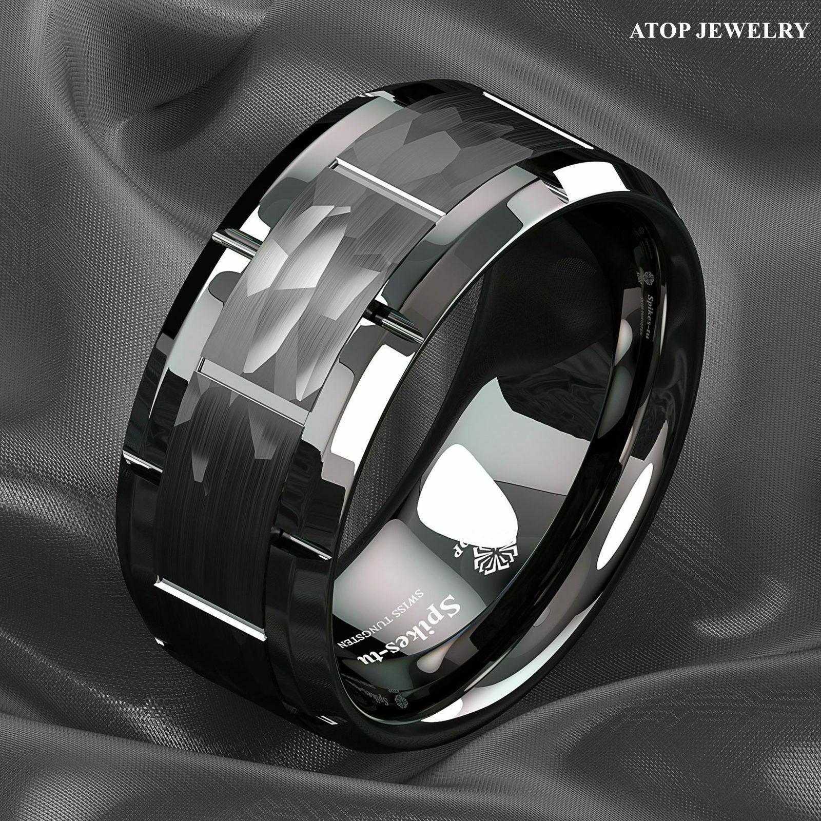 Mens Wedding Band Rings for Men Wedding Rings for Womens / Mens Rings All Black Brushed - Jewelry Store by Erik Rayo