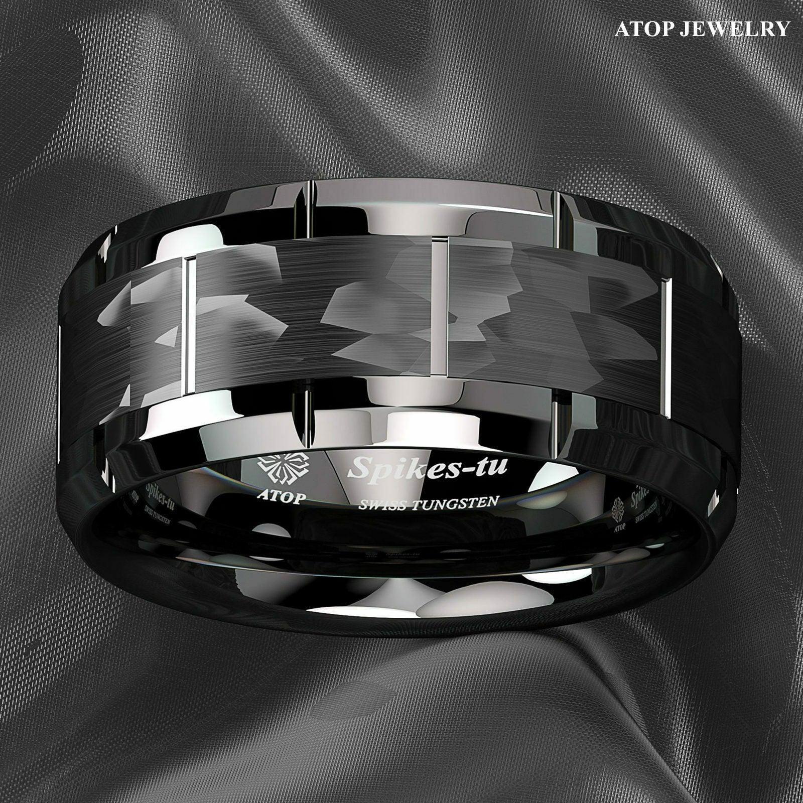 Mens Wedding Band Rings for Men Wedding Rings for Womens / Mens Rings All Black Brushed - Jewelry Store by Erik Rayo