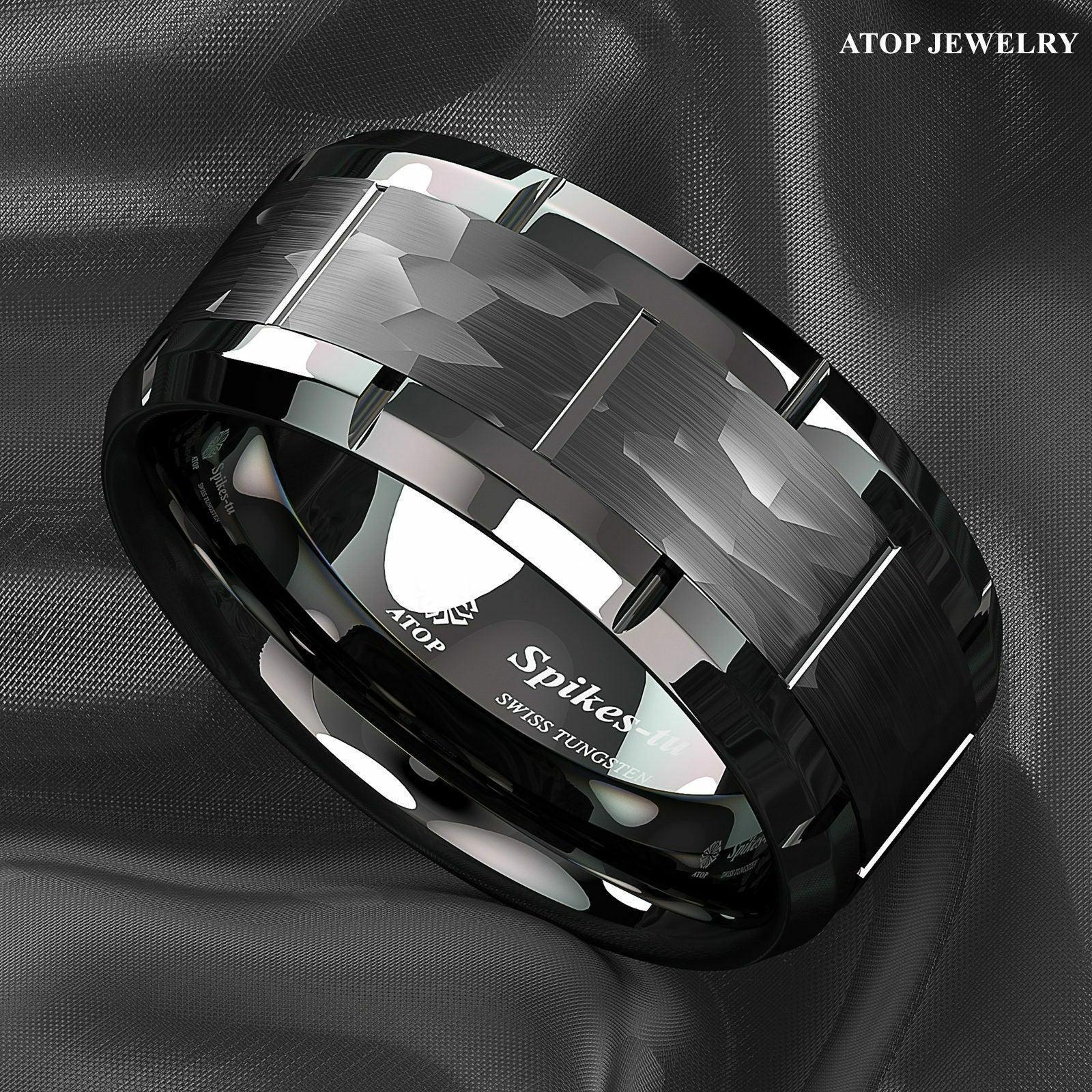 Mens Wedding Band Rings for Men Wedding Rings for Womens / Mens Rings All Black Brushed - Jewelry Store by Erik Rayo
