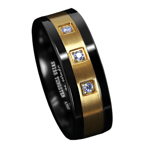 Men's Wedding Band Rings - Black Brushed 18K Gold with Diamonds - Wedding Rings for Men and Women - Jewelry Store by Erik Rayo