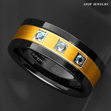 Load image into Gallery viewer, Mens Wedding Band Rings for Men Wedding Rings for Womens / Mens Rings Black Brushed Gold Diamonds - Jewelry Store by Erik Rayo
