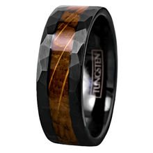 Load image into Gallery viewer, Men&#39;s Wedding Band Rings - Black Charred Whiskey Barrel Wood - Wedding Rings for Men and Women
