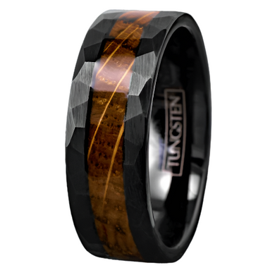 Men's Wedding Band Rings - Black Charred Whiskey Barrel Wood - Wedding Rings for Men and Women