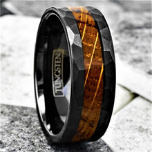 Load image into Gallery viewer, Mens Wedding Band Rings for Men Wedding Rings for Womens / Mens Rings Black Charred Whiskey Barrel Wood - Jewelry Store by Erik Rayo
