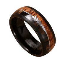 Load image into Gallery viewer, Mens Wedding Band Rings for Men Wedding Rings for Womens / Mens Rings Black Dome Wood and Arrow - Jewelry Store by Erik Rayo
