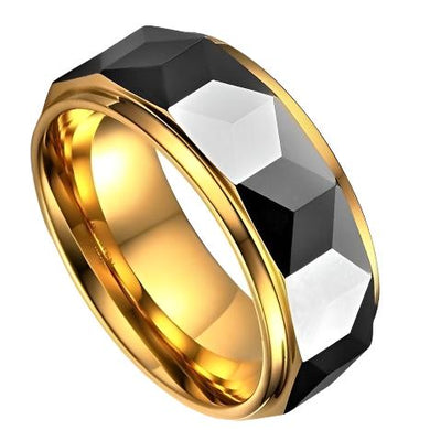 Men's Wedding Band Rings | Black Gold Diamond Polished Men's Wedding Rings | Women's Wedding Rings