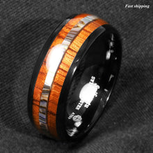 Load image into Gallery viewer, Mens Wedding Band Rings for Men Wedding Rings for Womens / Mens Rings Black Koa Wood Abalone - Jewelry Store by Erik Rayo
