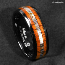 Load image into Gallery viewer, Mens Wedding Band Rings for Men Wedding Rings for Womens / Mens Rings Black Koa Wood Abalone - Jewelry Store by Erik Rayo
