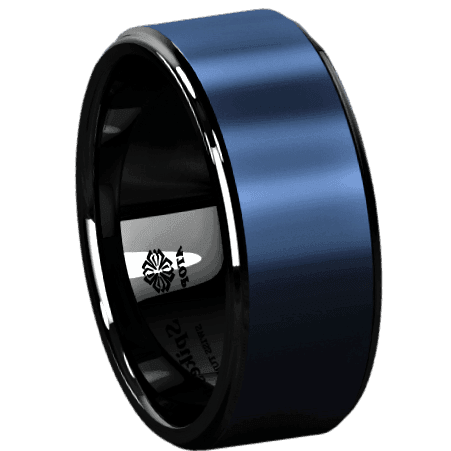 Men's Wedding Band Rings - Black Navy Blue Brushed Center - Wedding Rings for Men and Women - Jewelry Store by Erik Rayo