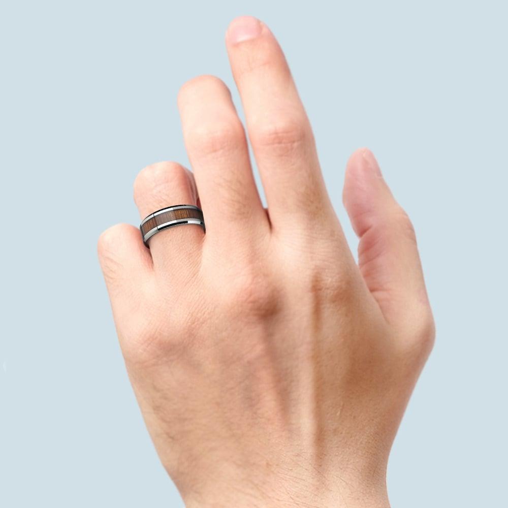 Men's Wedding Band Rings - Koa Wood Inlay Beveled Edge - Wedding Rings for Men and Women - Jewelry Store by Erik Rayo