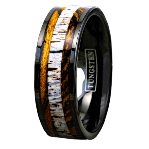 Men's Wedding Band Rings - Bocote Wood and Deer Antler Wedding Ring for Men and Women - Jewelry Store by Erik Rayo