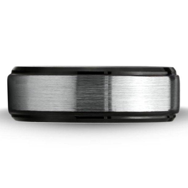 Tungsten Rings for Men Wedding Bands for Him Womens Wedding Bands for Her 6mm Brushed Center Black Ip - Jewelry Store by Erik Rayo