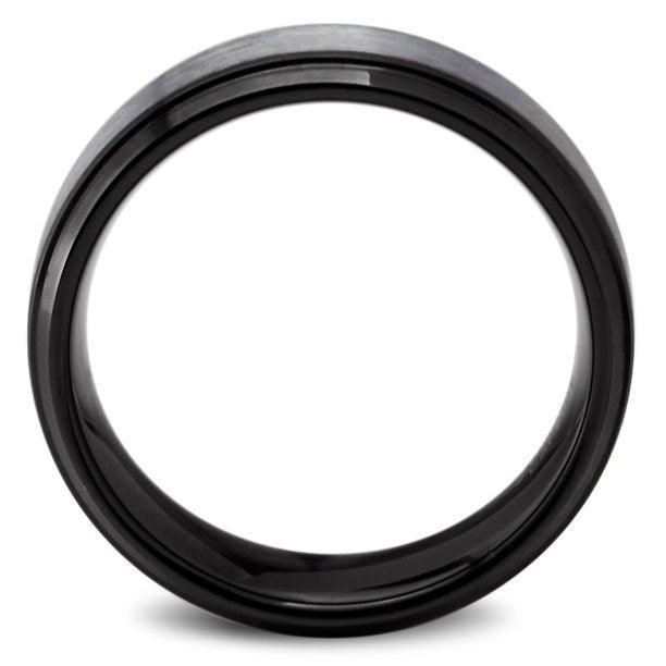 Tungsten Rings for Men Wedding Bands for Him Womens Wedding Bands for Her 6mm Brushed Center Black Ip - Jewelry Store by Erik Rayo