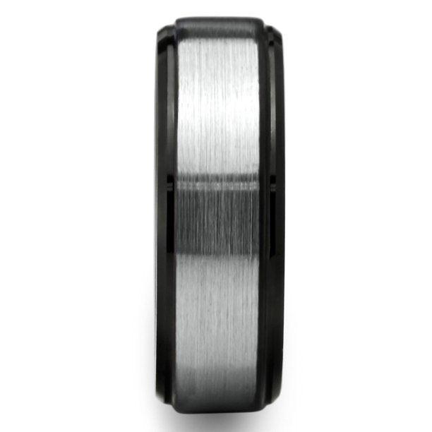 Tungsten Rings for Men Wedding Bands for Him Womens Wedding Bands for Her 6mm Brushed Center Black Ip - Jewelry Store by Erik Rayo