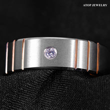 Load image into Gallery viewer, Mens Wedding Band Rings for Men Wedding Rings for Womens / Mens Rings Brushed Silver Rose Gold Diamond - Jewelry Store by Erik Rayo
