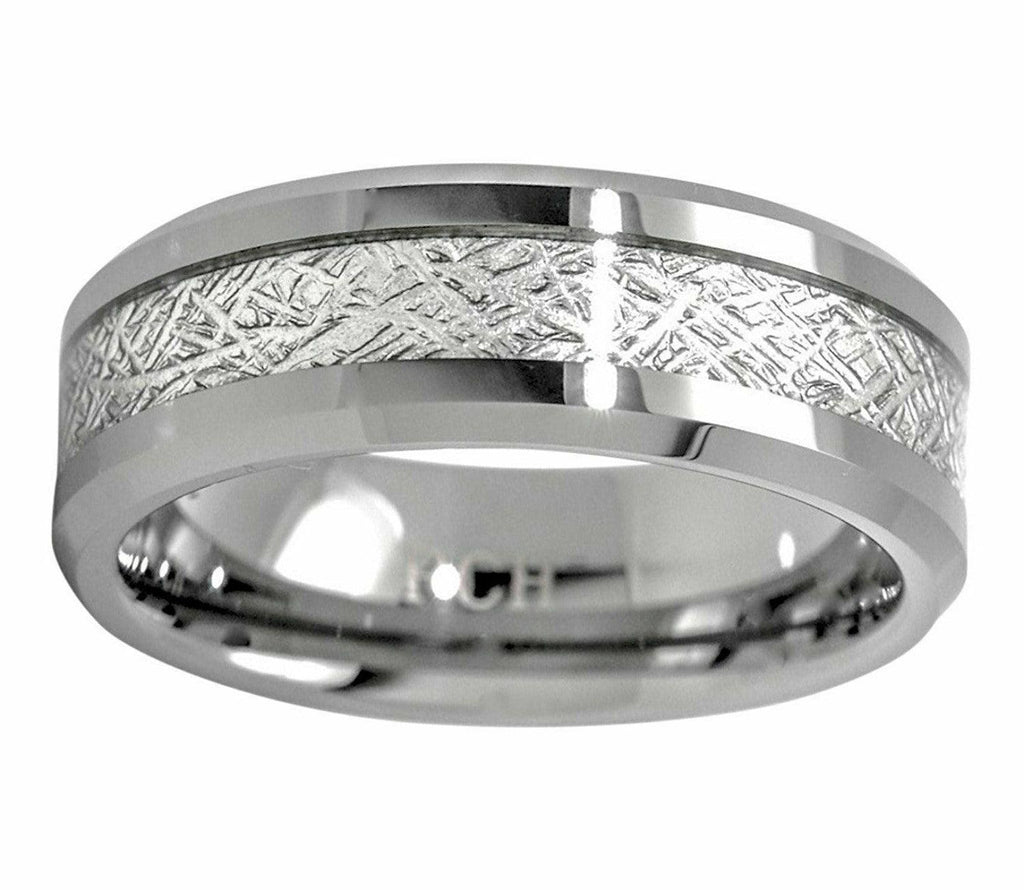 Tungsten Rings for Men Wedding Bands for Him Womens Wedding Bands for Her 6mm Earth's Metal Center Inlay - Jewelry Store by Erik Rayo