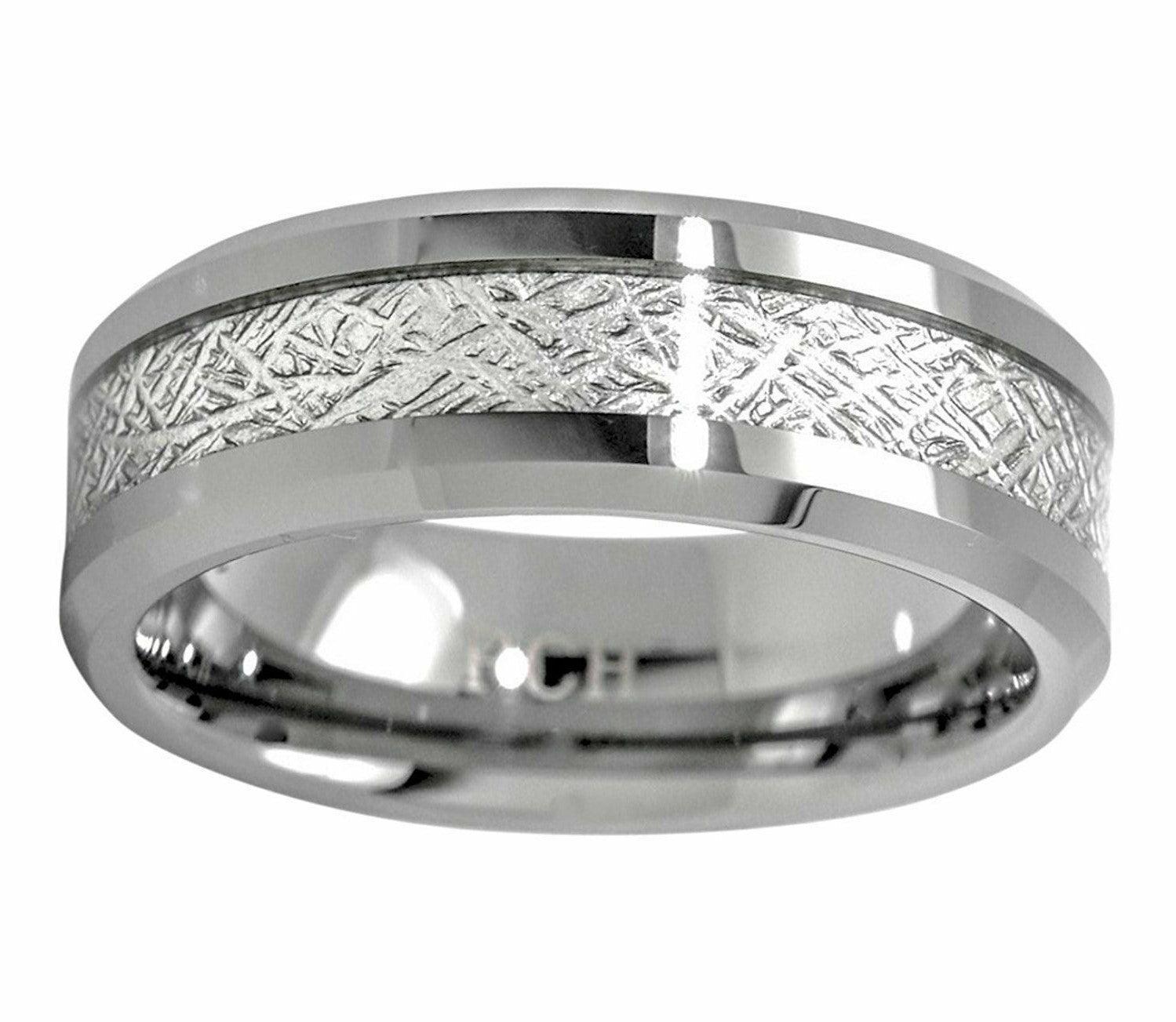 Tungsten Rings for Men Wedding Bands for Him Womens Wedding Bands for Her 6mm Earth's Metal Center Inlay - Jewelry Store by Erik Rayo