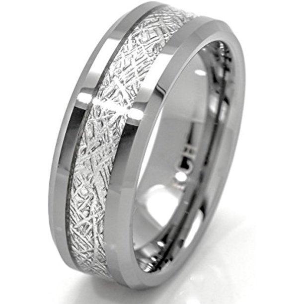 Tungsten Rings for Men Wedding Bands for Him Womens Wedding Bands for Her 6mm Earth's Metal Center Inlay - Jewelry Store by Erik Rayo