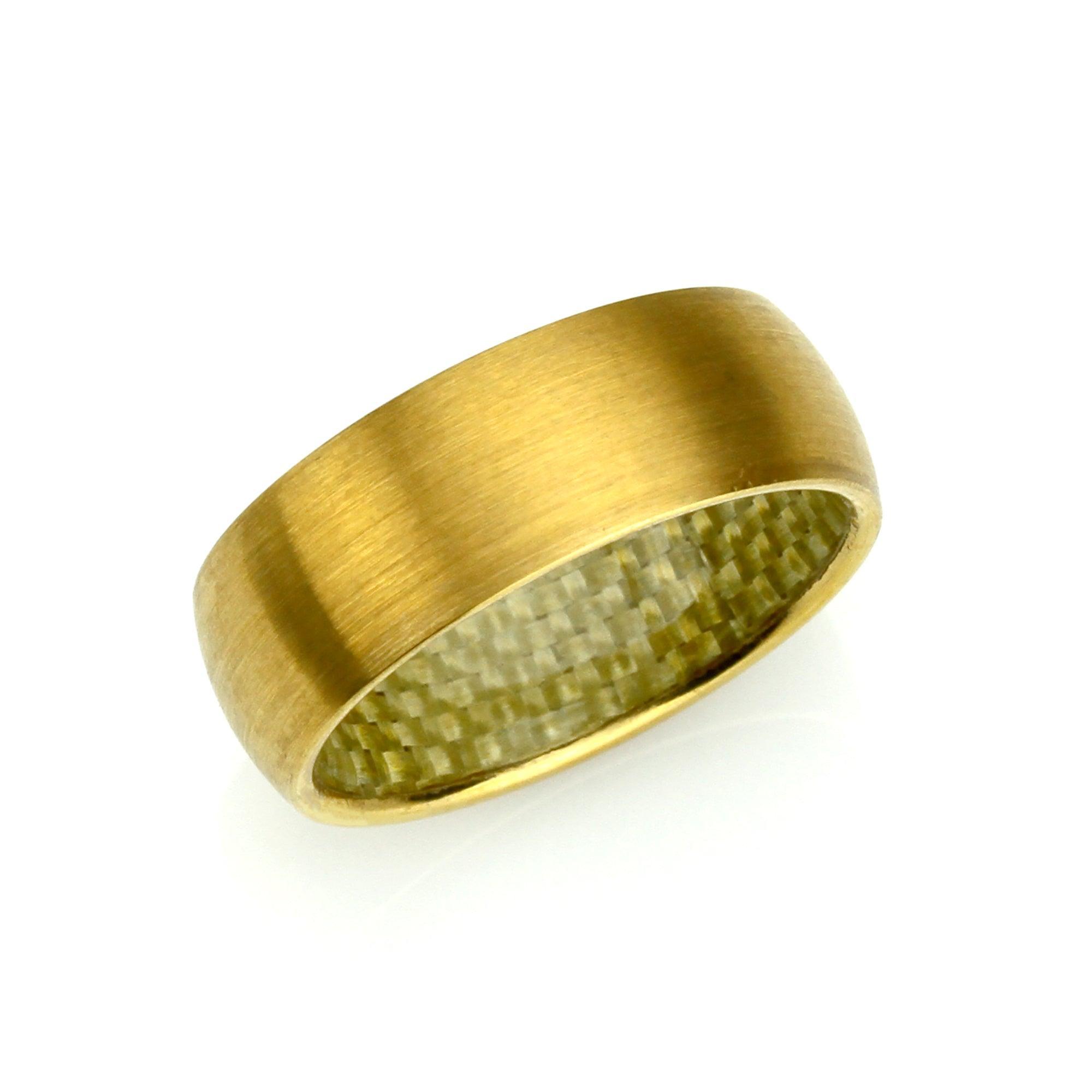 Tungsten Rings for Men Wedding Bands for Him Womens Wedding Bands for Her 6mm Fiber Inlay Gold IP Plated - Jewelry Store by Erik Rayo