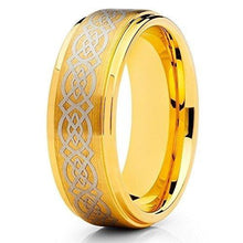 Load image into Gallery viewer, Gold Celtic Knot Design Men&#39;s Wedding Band Ring - Perfect for Weddings and Special Occasions
