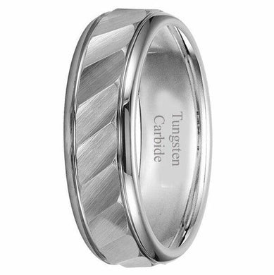 Tungsten Rings for Men Wedding Bands for Him Womens Wedding Bands for Her 6mm Hammered Brushed Center - Jewelry Store by Erik Rayo