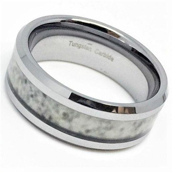 Tungsten Rings for Men Wedding Bands for Him Womens Wedding Bands for Her 6mm Marble Gray Inlay - Jewelry Store by Erik Rayo