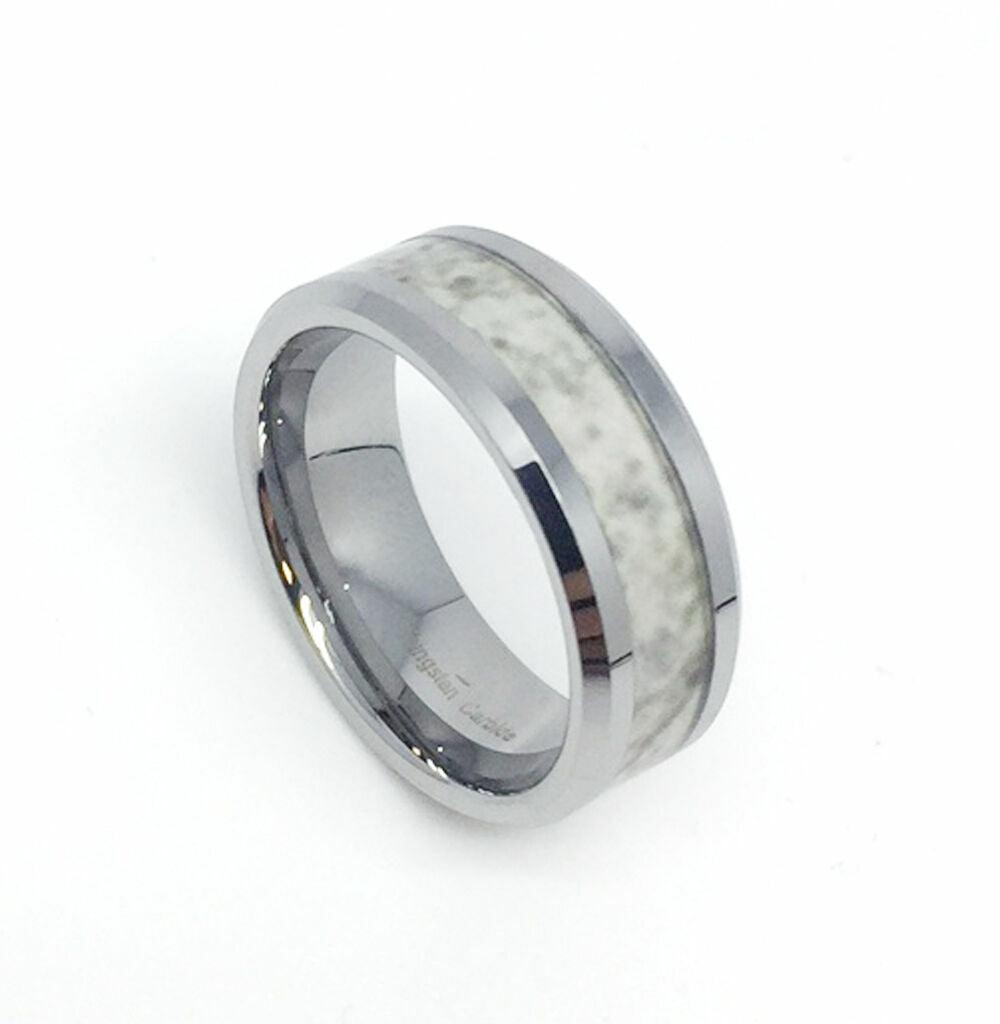 Tungsten Rings for Men Wedding Bands for Him Womens Wedding Bands for Her 6mm Marble Gray Inlay - Jewelry Store by Erik Rayo