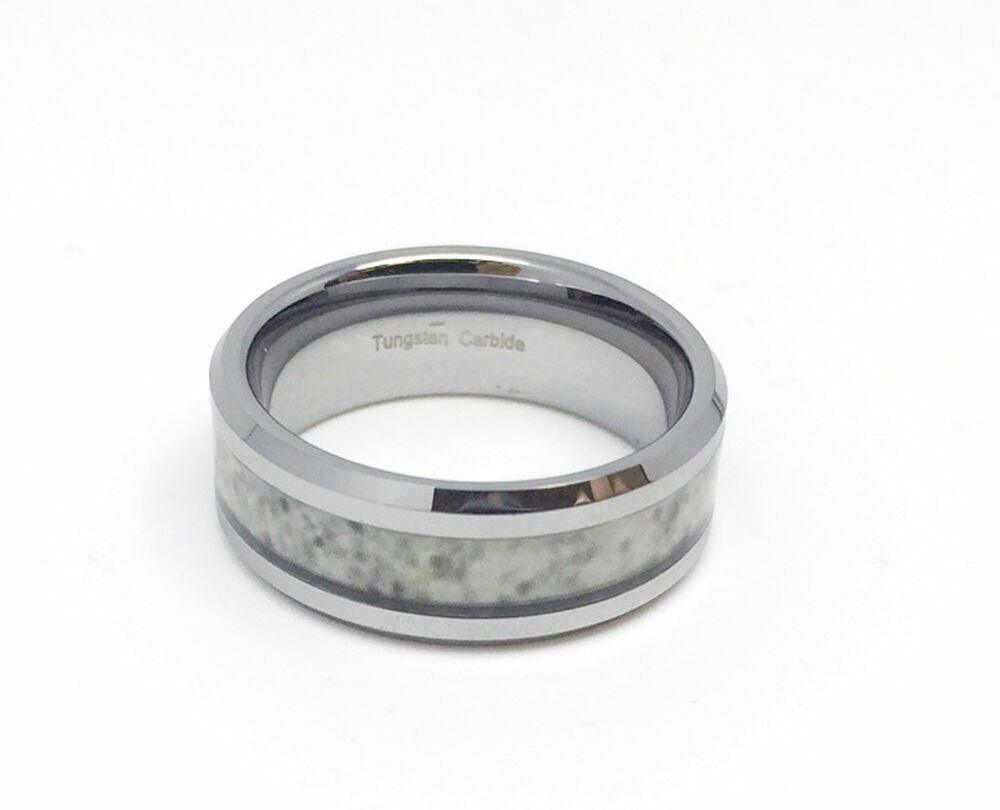 Tungsten Rings for Men Wedding Bands for Him Womens Wedding Bands for Her 6mm Marble Gray Inlay - Jewelry Store by Erik Rayo