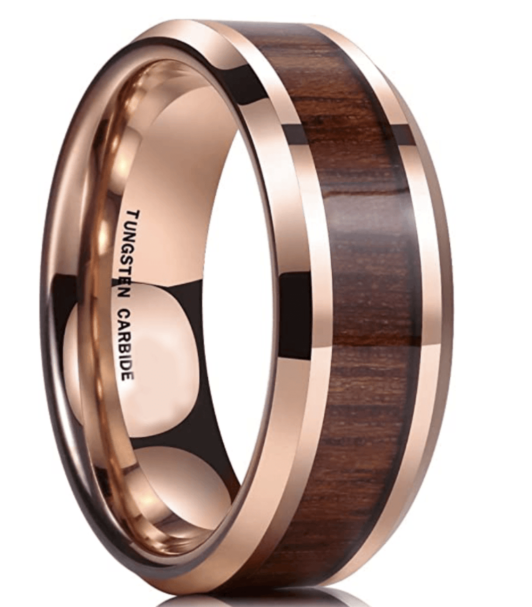 Tungsten Rings for Men Wedding Bands for Him Womens Wedding Bands for Her 6mm Natural Koa Wood Inlay - Jewelry Store by Erik Rayo