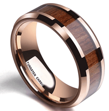 Load image into Gallery viewer, Tungsten Rings for Men Wedding Bands for Him Womens Wedding Bands for Her 6mm Natural Koa Wood Inlay - Jewelry Store by Erik Rayo
