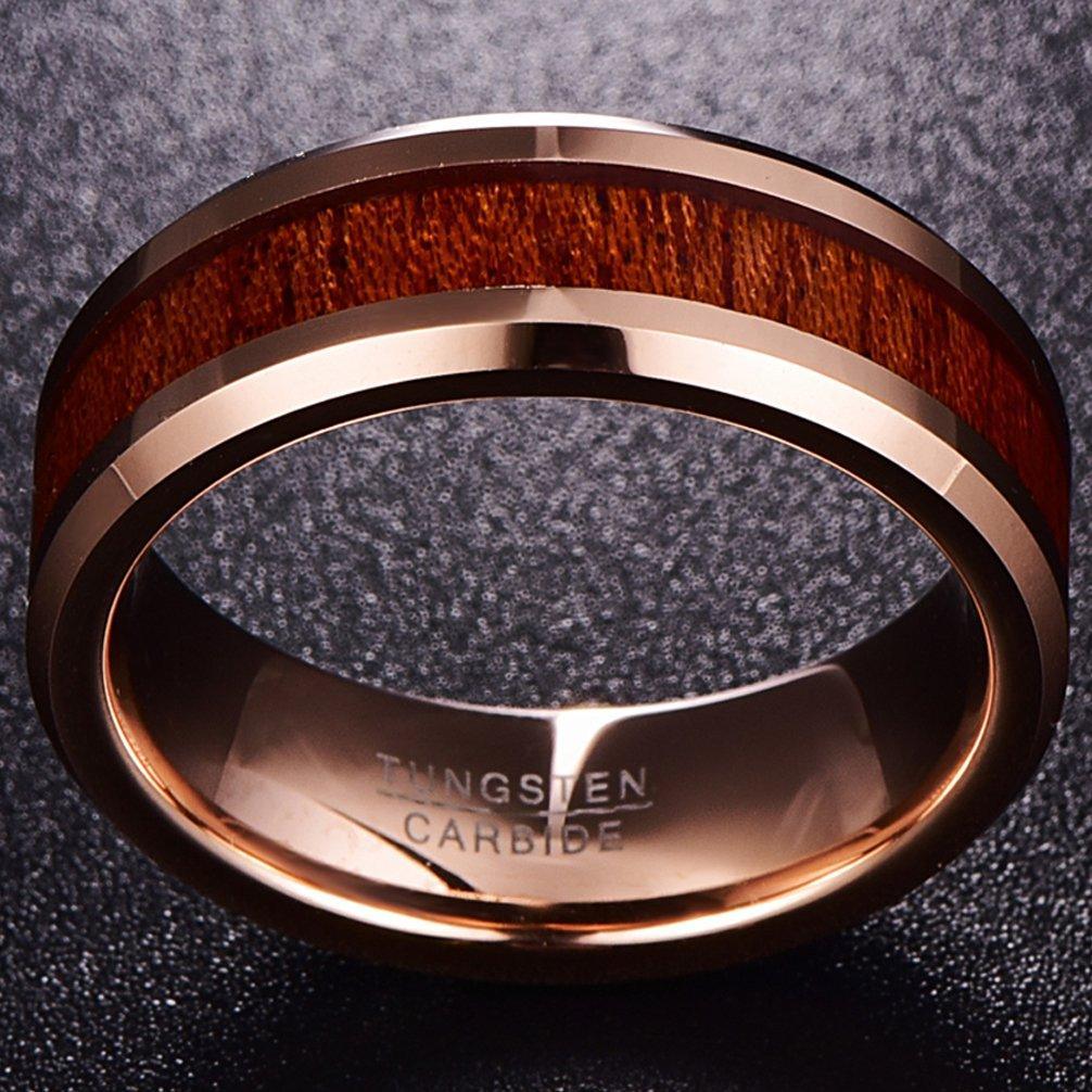 Tungsten Rings for Men Wedding Bands for Him Womens Wedding Bands for Her 6mm Natural Koa Wood Inlay - Jewelry Store by Erik Rayo