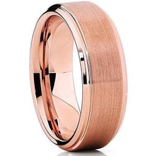 Load image into Gallery viewer, Tungsten Rings for Men Wedding Bands for Him Womens Wedding Bands for Her 6mm Rose Gold Brushed Center - Jewelry Store by Erik Rayo
