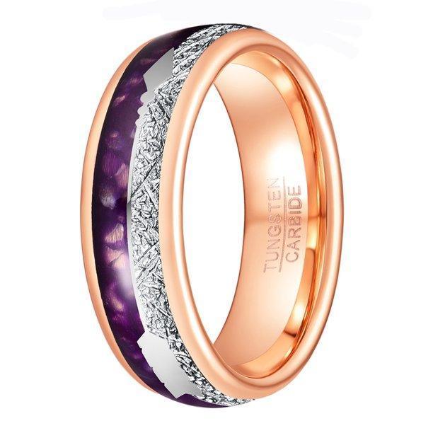 Mens Wedding Band Rings for Men Wedding Rings for Womens / Mens Rings Rose Gold Purple Agate Meteorite Arrow - Jewelry Store by Erik Rayo