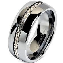 Load image into Gallery viewer, Men&#39;s Wedding Band Rings | Silver Braid Inlay | Wedding Rings for Men and Women
