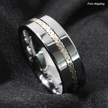 Load image into Gallery viewer, Mens Wedding Band Rings for Men Wedding Rings for Womens / Mens Rings Silver Braid Inlay Wedding Band - Jewelry Store by Erik Rayo
