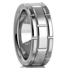 Load image into Gallery viewer, Men&#39;s Wedding Band Rings - Silver Brick Pattern - Sizes 6-13 - Wedding Rings for Men and Women
