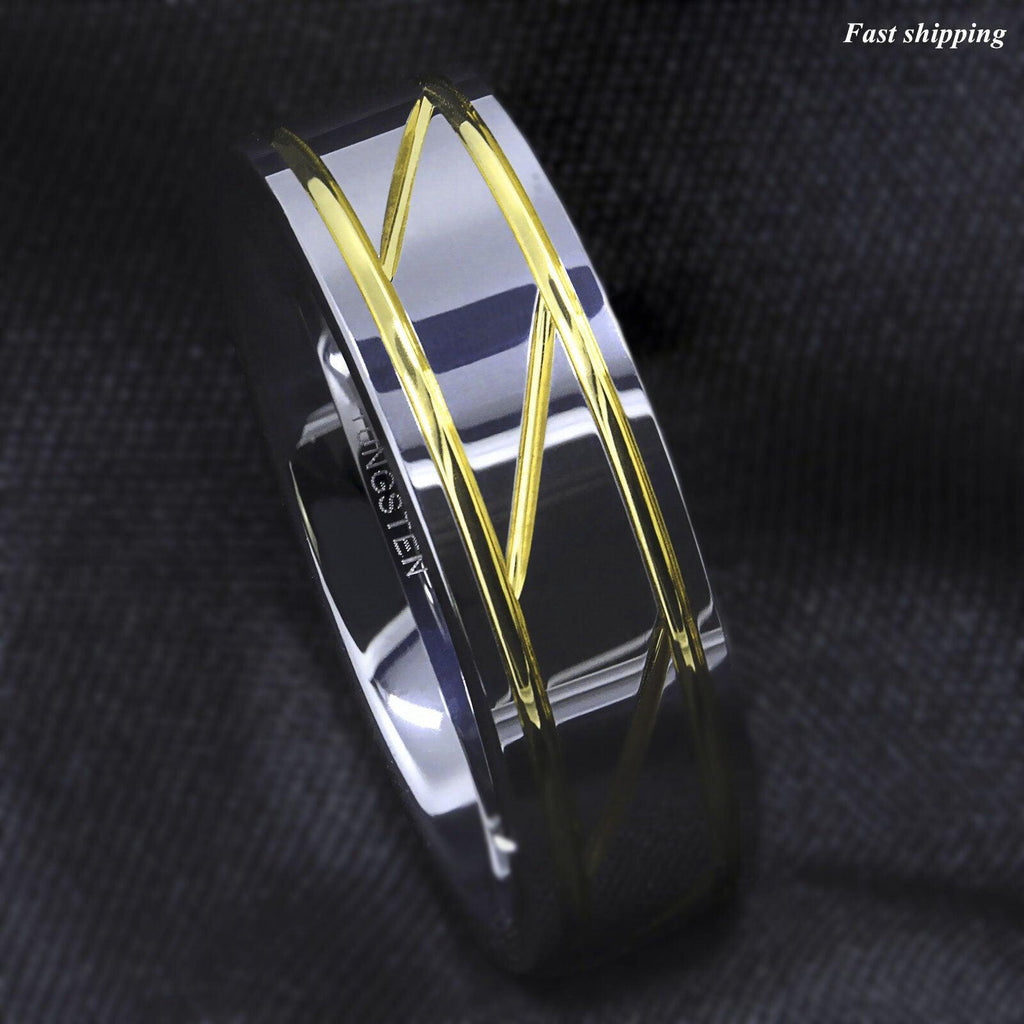 Men’s Wedding Band Rings | Silver Infinity 18K Gold Inlay - Premium Wedding Rings for Men & Women - Jewelry Store by Erik Rayo