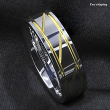 Load image into Gallery viewer, Mens Wedding Band Rings for Men Wedding Rings for Womens / Mens Rings Silver Infinity 18K Gold Inlay - Jewelry Store by Erik Rayo
