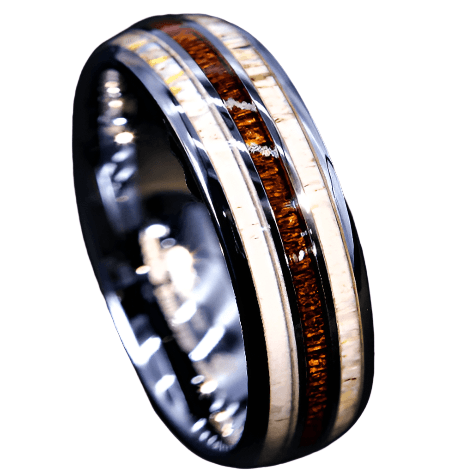 Men's Wedding Band Rings - Silver with Deer Antler and Koa Wood - Wedding Rings for Men and Women - Jewelry Store by Erik Rayo