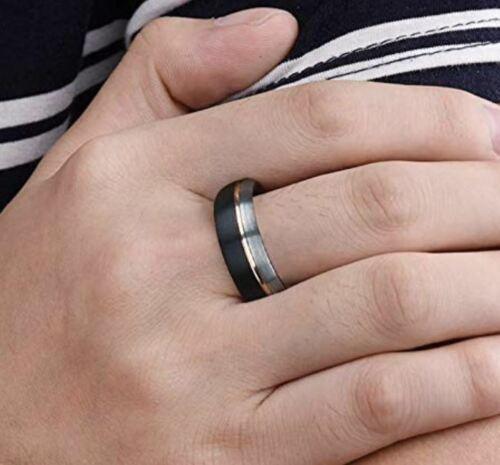 Tungsten Rings for Men Wedding Bands for Him Womens Wedding Bands for Her 6mm Three Tone Tone Thin Side Rose Gold Brushed - Jewelry Store by Erik Rayo